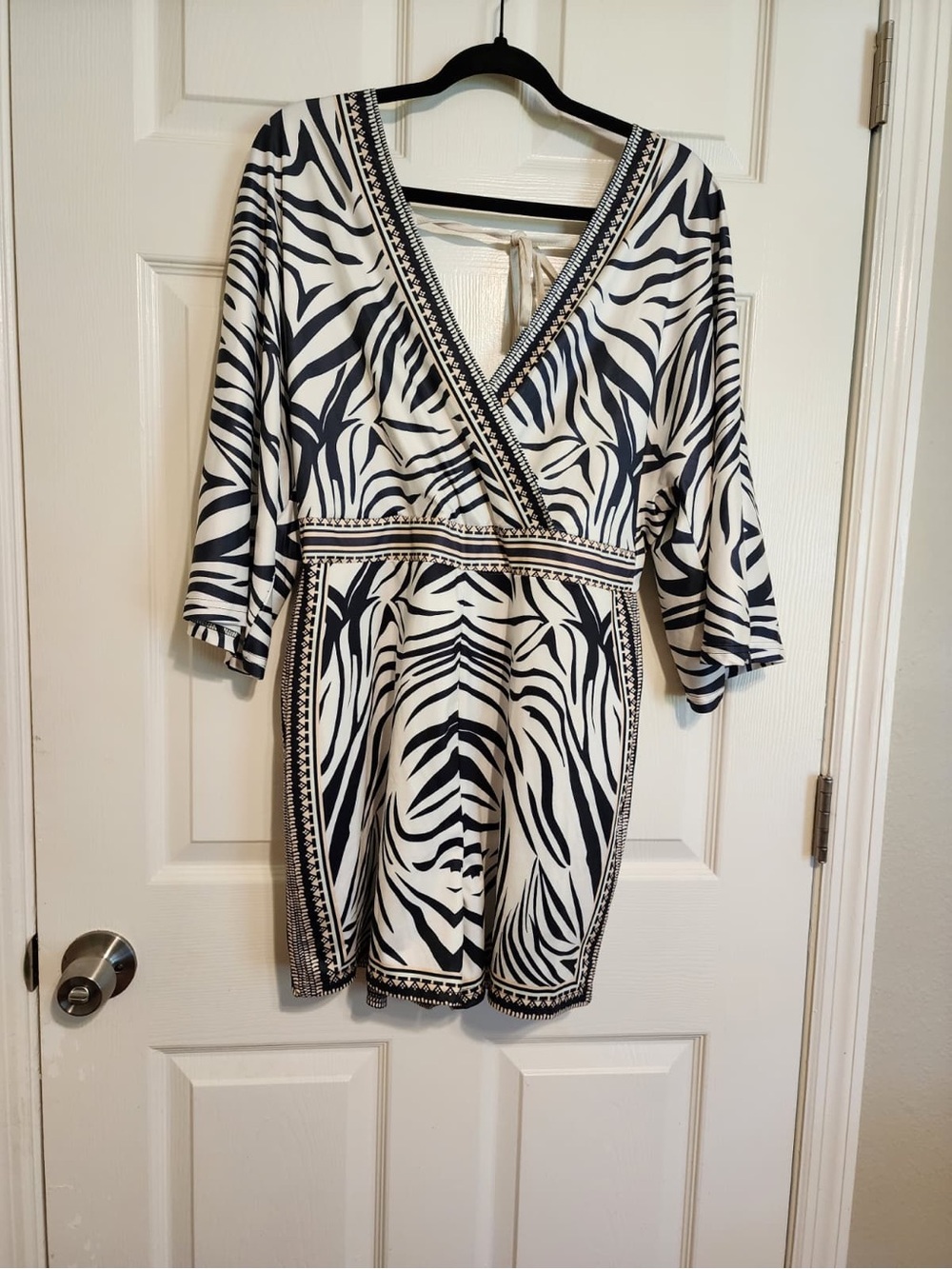 Black and White Zebra Print Wrap Romper
